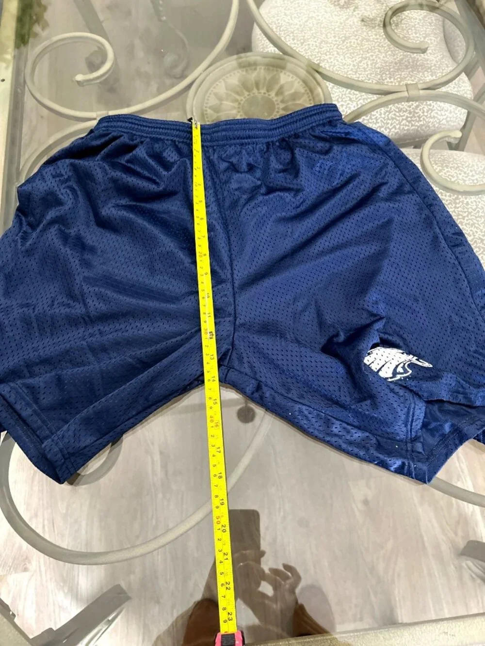 Navy Blue A4 Mens Large Mesh Athletic Shorts With Embroidered Eagle Logo